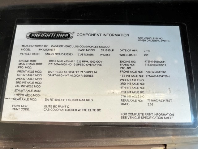 2018 Full-Truck Load CASCADIA 125 196104-27 2018 Full-Truck Load CASCADIA 125 196104-27